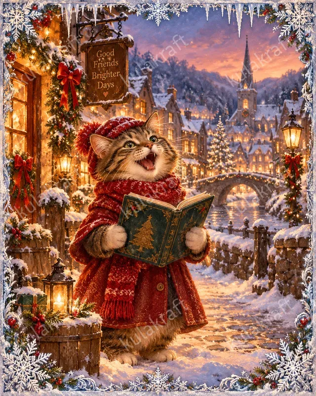 Pet Christmas Storybook Portrait Posters