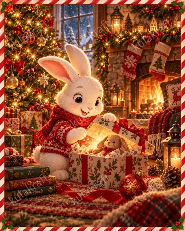 Pet Christmas Storybook Portrait Posters
