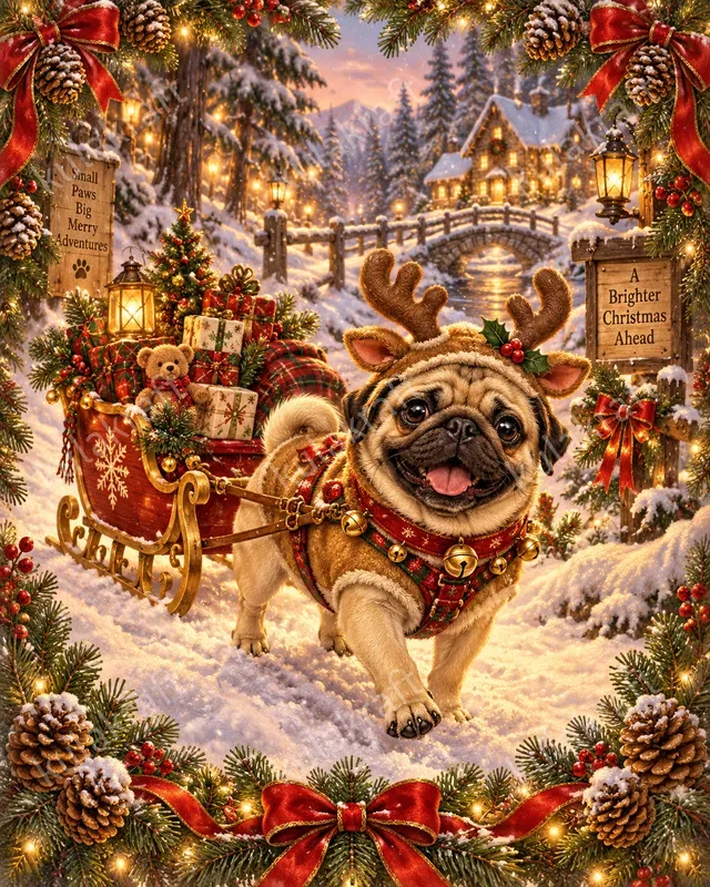 Pet Christmas Storybook Portrait Posters