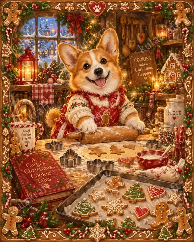 Pet Christmas Storybook Portrait Posters