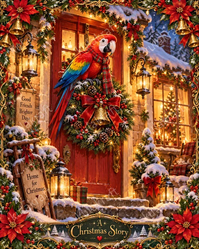 Pet Christmas Storybook Portrait Posters