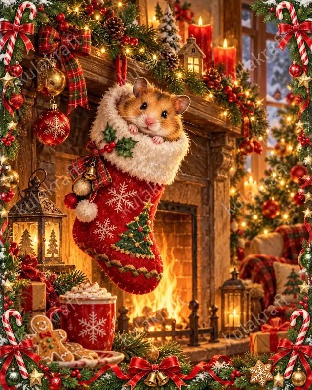 Pet Christmas Storybook Portrait Posters