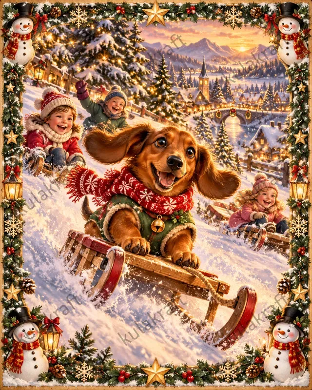 Pet Christmas Storybook Portrait Posters