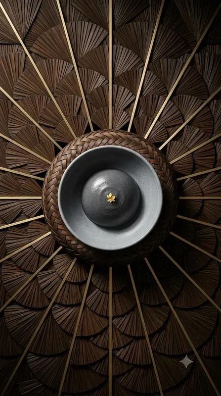 Woven Bamboo Brass Menu Food Stages