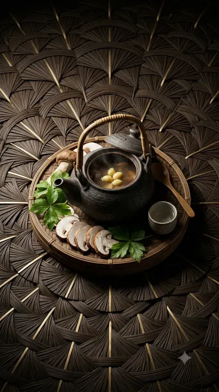 Woven Bamboo Brass Menu Food Stages