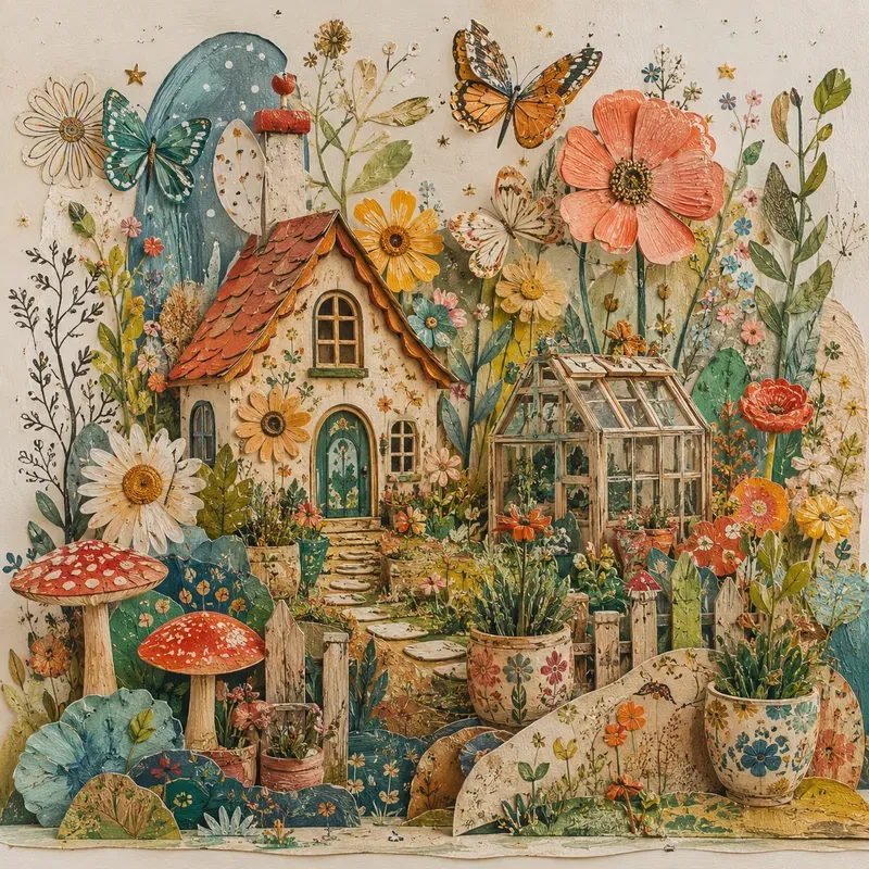Whimsical Cosmic Folk Art