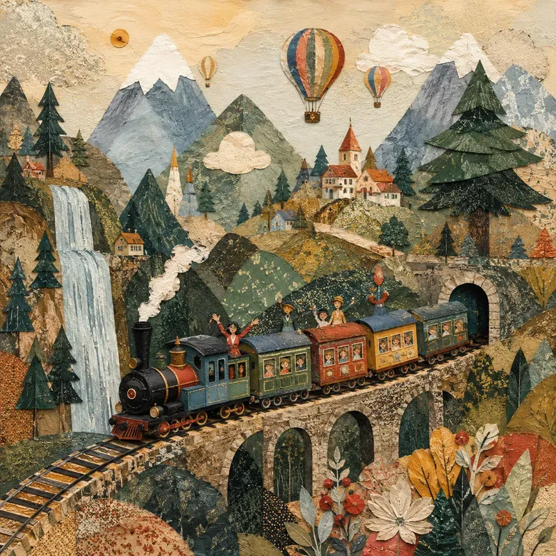 Whimsical Cosmic Folk Art