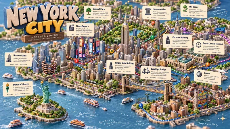 3D Isometric Travel Diorama Maps