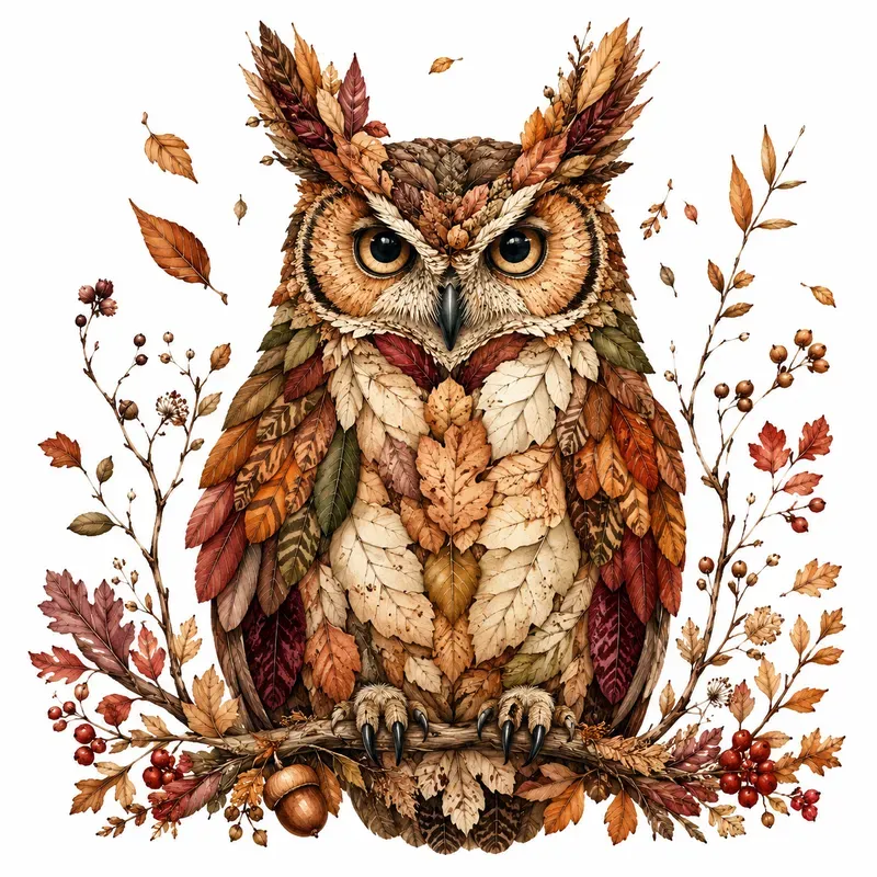 Autumn Botanical Animal Art