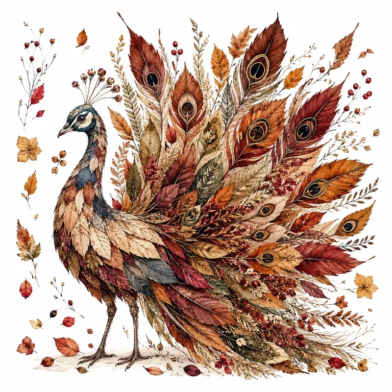 Autumn Botanical Animal Art
