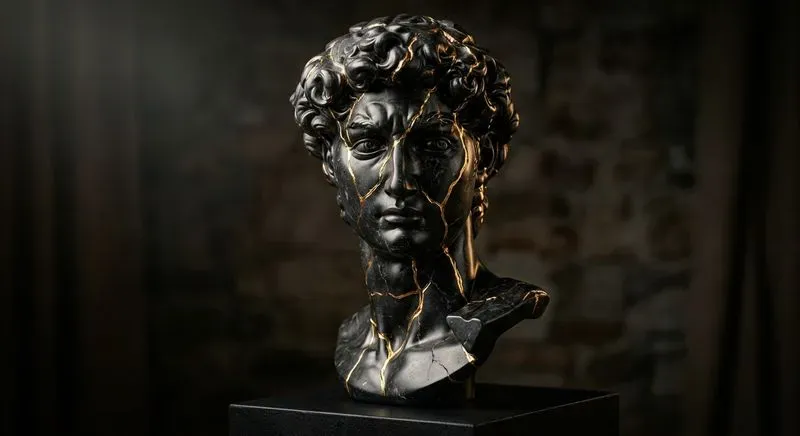Dark Kintsugi Marble Sculptures