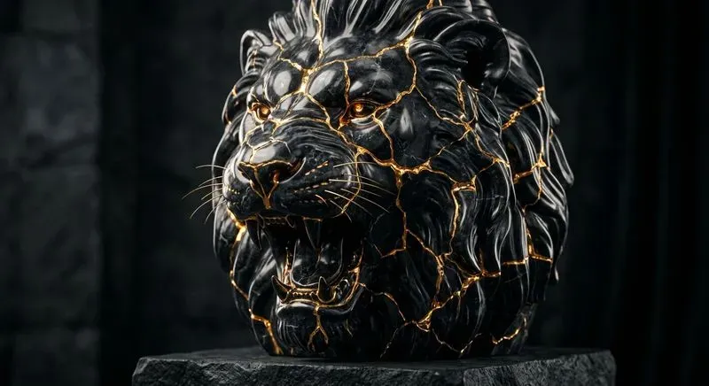 Dark Kintsugi Marble Sculptures