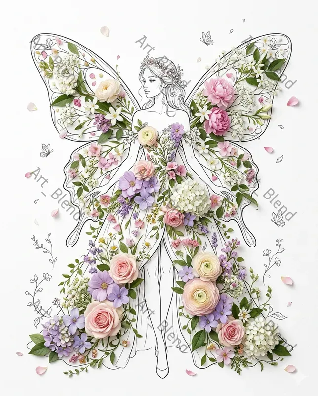 Floral Couture Line Art