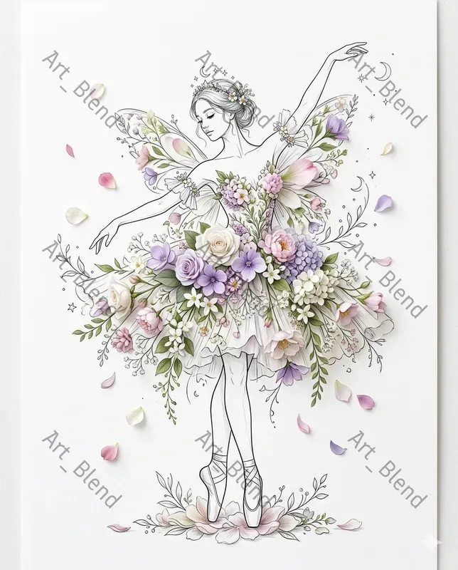 Floral Couture Line Art