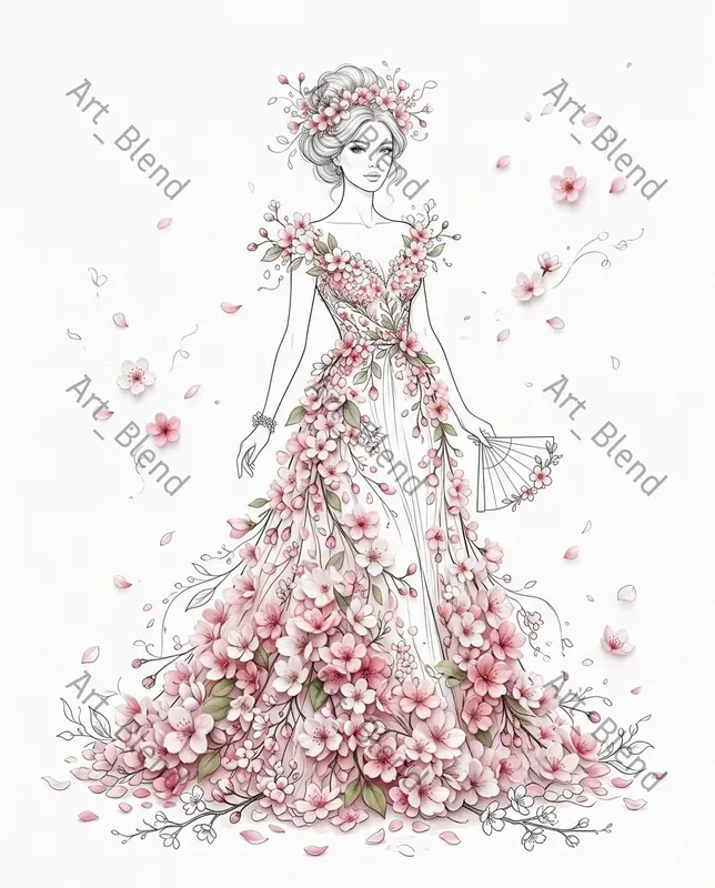 Floral Couture Line Art