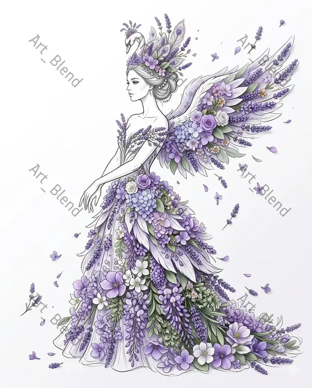 Floral Couture Line Art