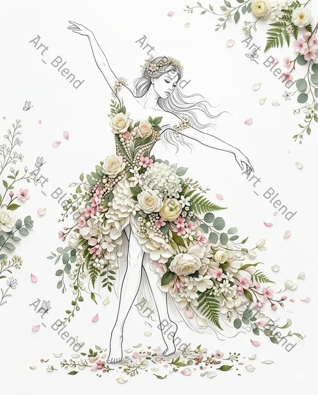 Floral Couture Line Art
