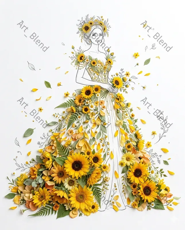 Floral Couture Line Art
