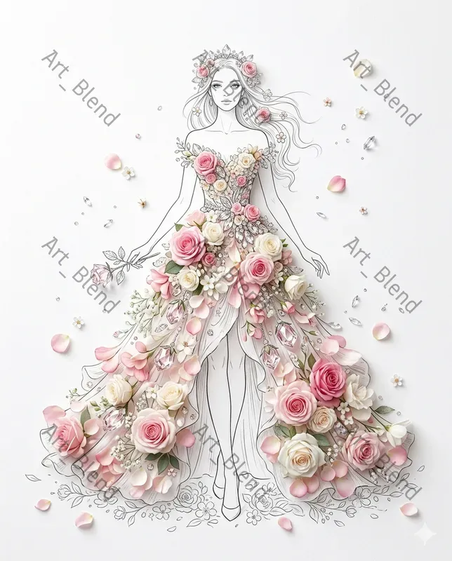 Floral Couture Line Art