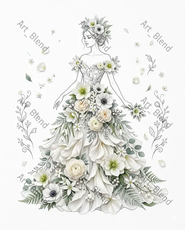 Floral Couture Line Art