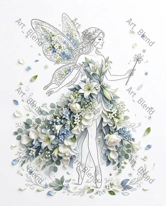Floral Couture Line Art