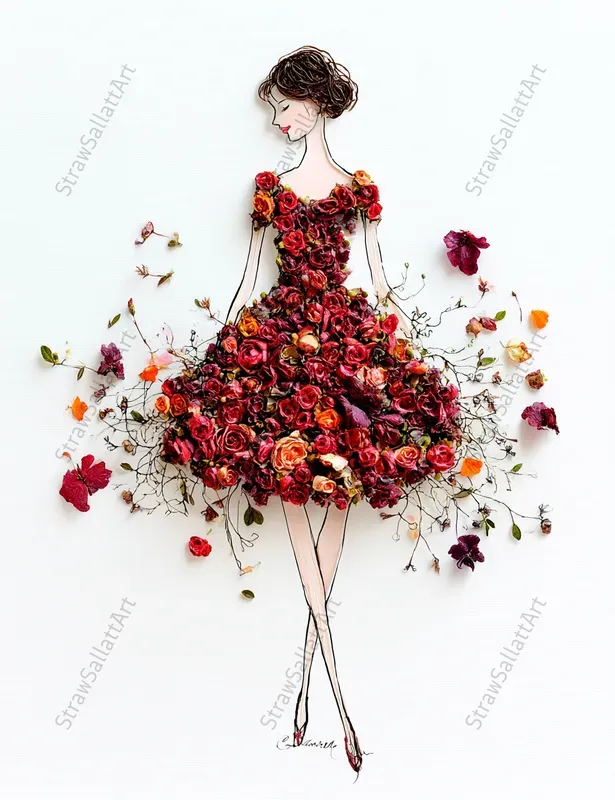 Fantasy Design Line Art Woman Clipart