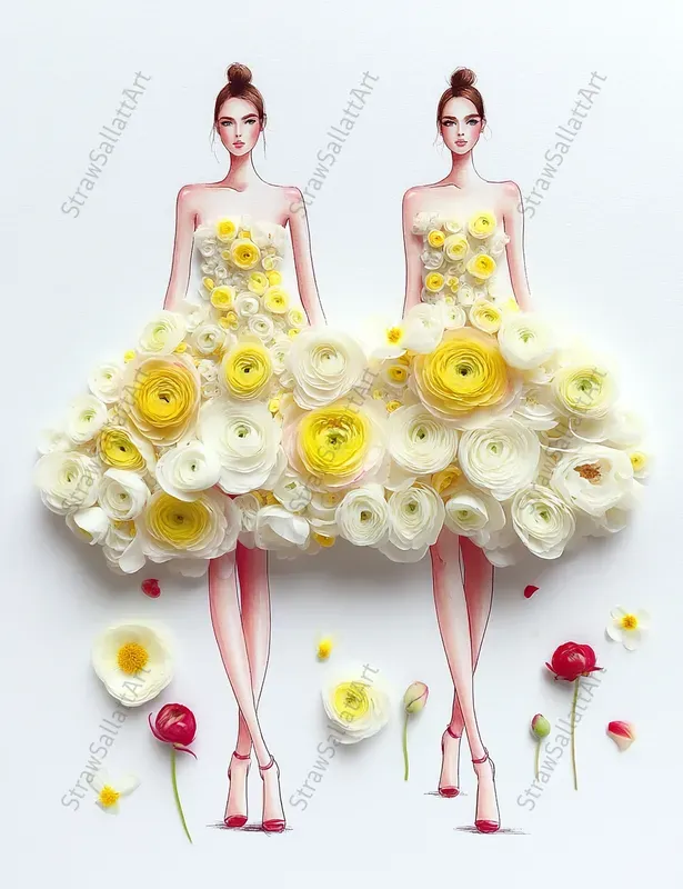 Fantasy Design Line Art Woman Clipart