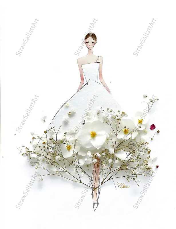 Fantasy Design Line Art Woman Clipart