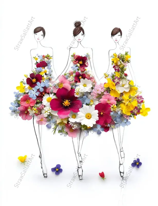 Fantasy Design Line Art Woman Clipart