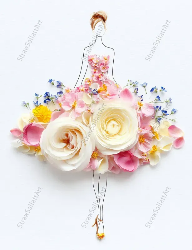 Fantasy Design Line Art Woman Clipart