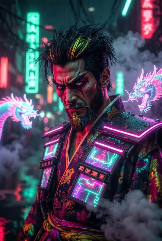 Neon Tokyo Kabuki Portraits
