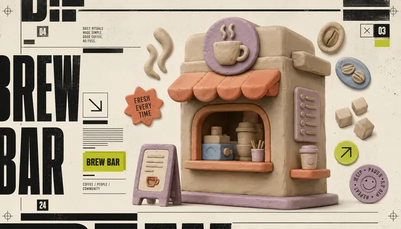 Clay Brutalist Landing Hero Pages