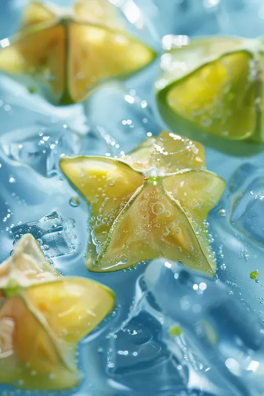 Macro Fruits In Sparkling Ice Water
