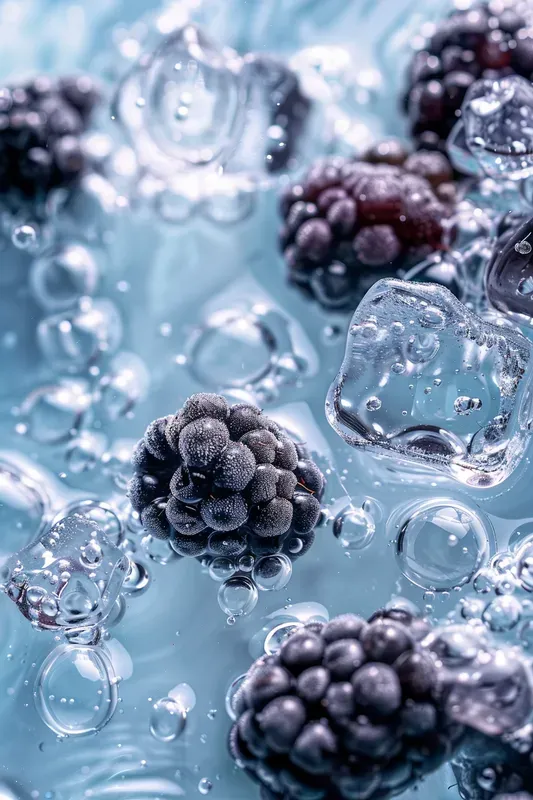 Macro Fruits In Sparkling Ice Water
