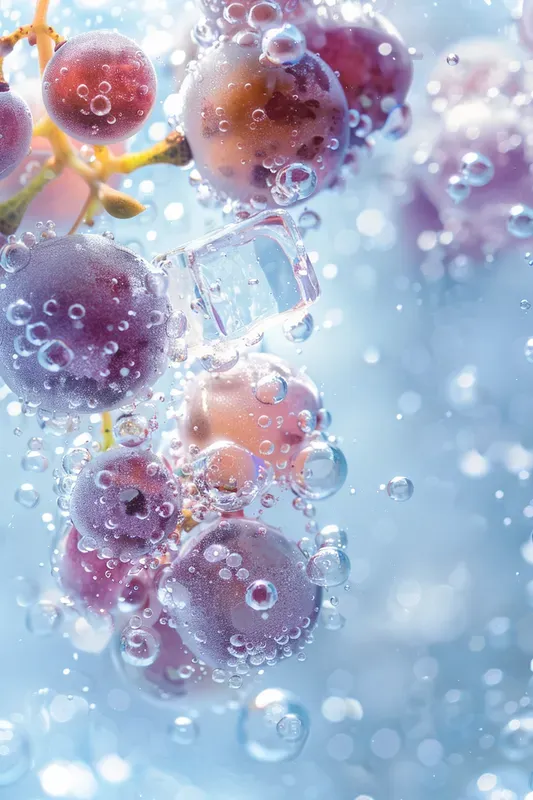 Macro Fruits In Sparkling Ice Water