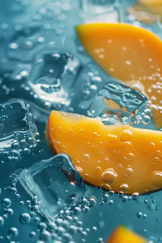 Macro Fruits In Sparkling Ice Water