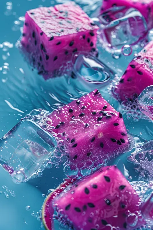 Macro Fruits In Sparkling Ice Water