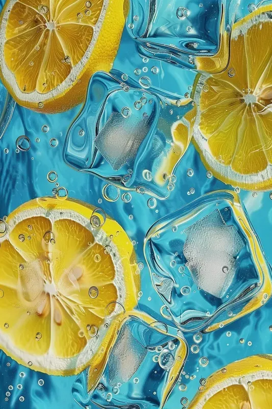 Macro Fruits In Sparkling Ice Water