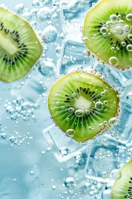 Macro Fruits In Sparkling Ice Water