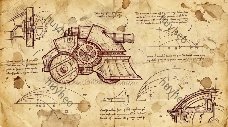 Vintage Da Vinci Inventor Sketches