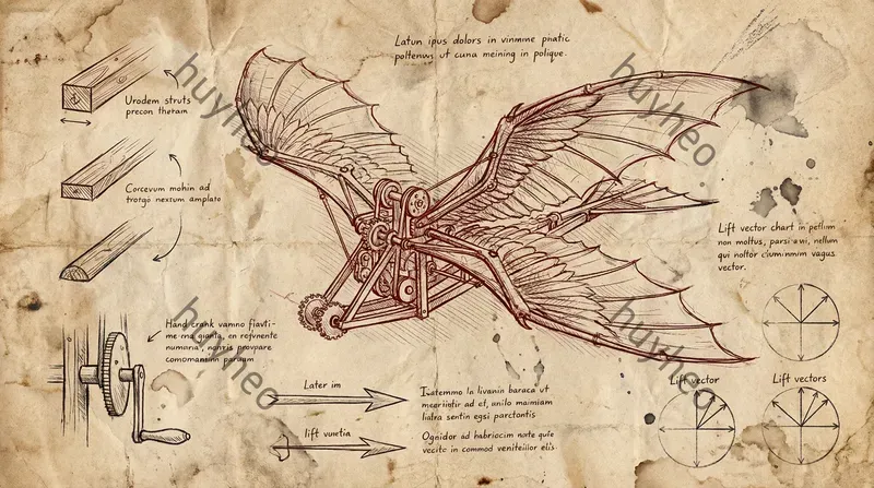 Vintage Da Vinci Inventor Sketches