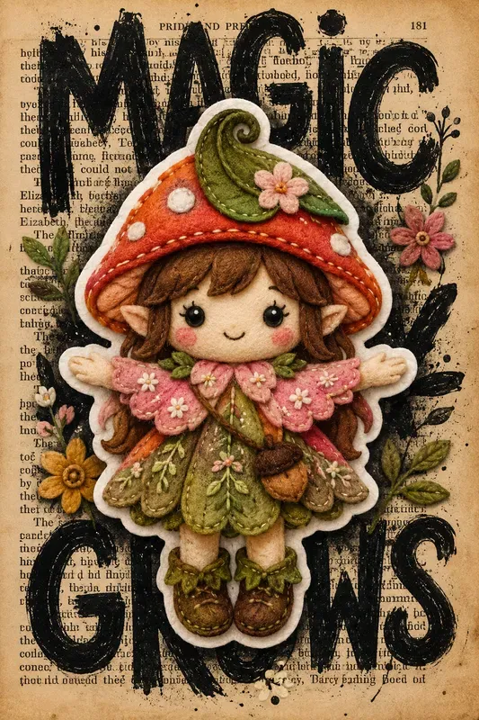 Vintage Plush Sticker Art