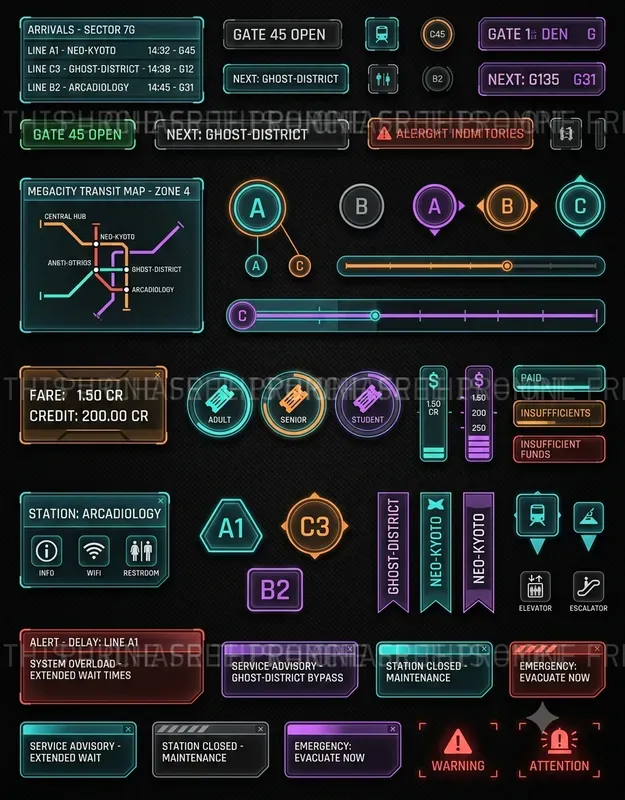 Cyberpunk UI Asset Sheets