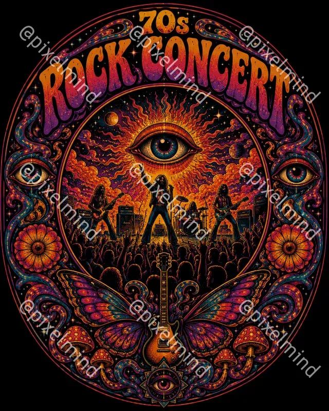 Retro Psychedelic Music Tshirts
