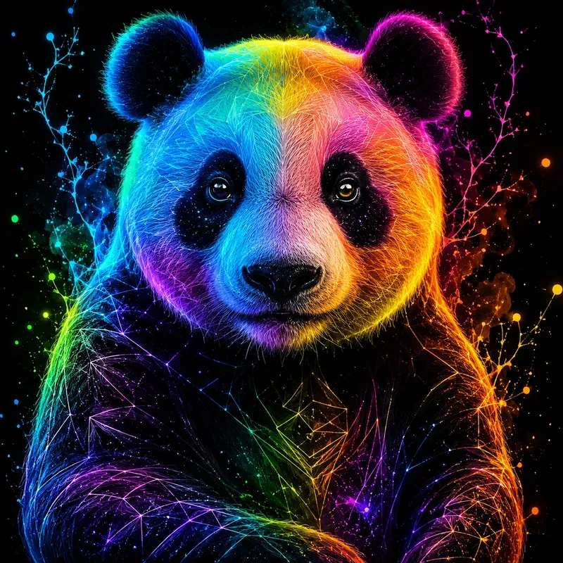 Neon Spectrum Wildlife Portraits