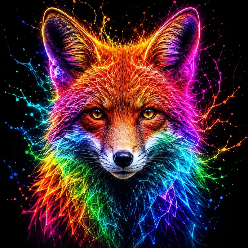 Neon Spectrum Wildlife Portraits