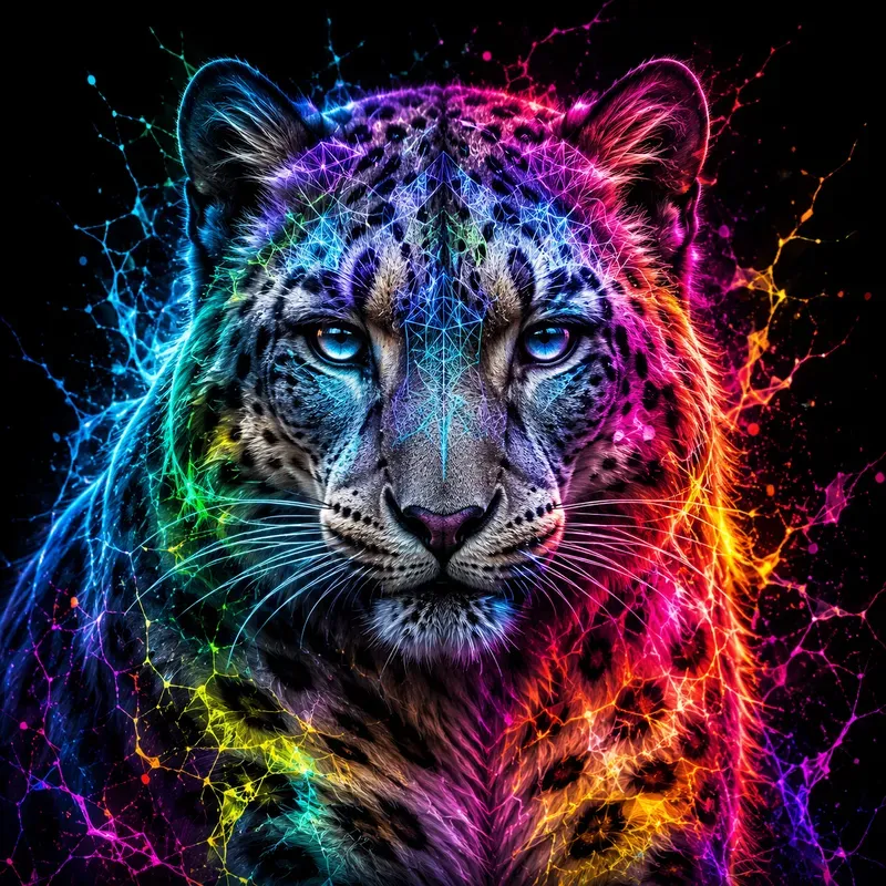 Neon Spectrum Wildlife Portraits
