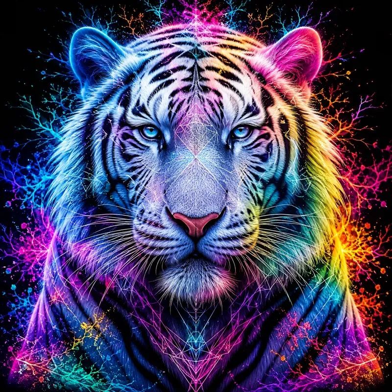 Neon Spectrum Wildlife Portraits