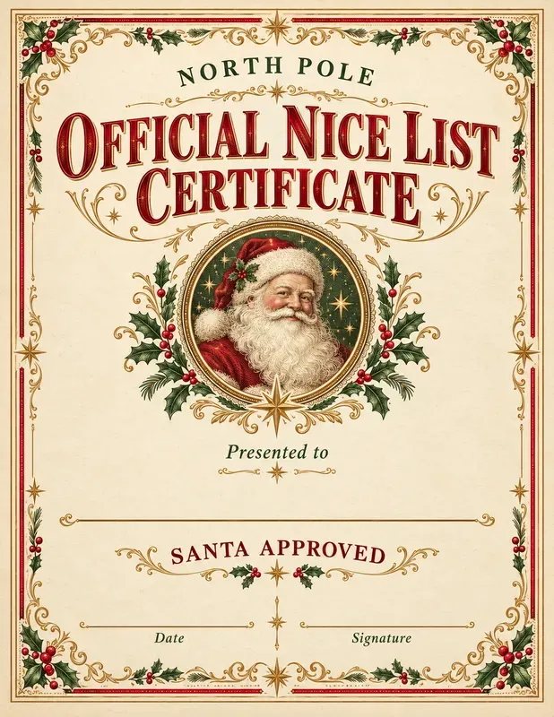 Santa Approved Nice Certificates