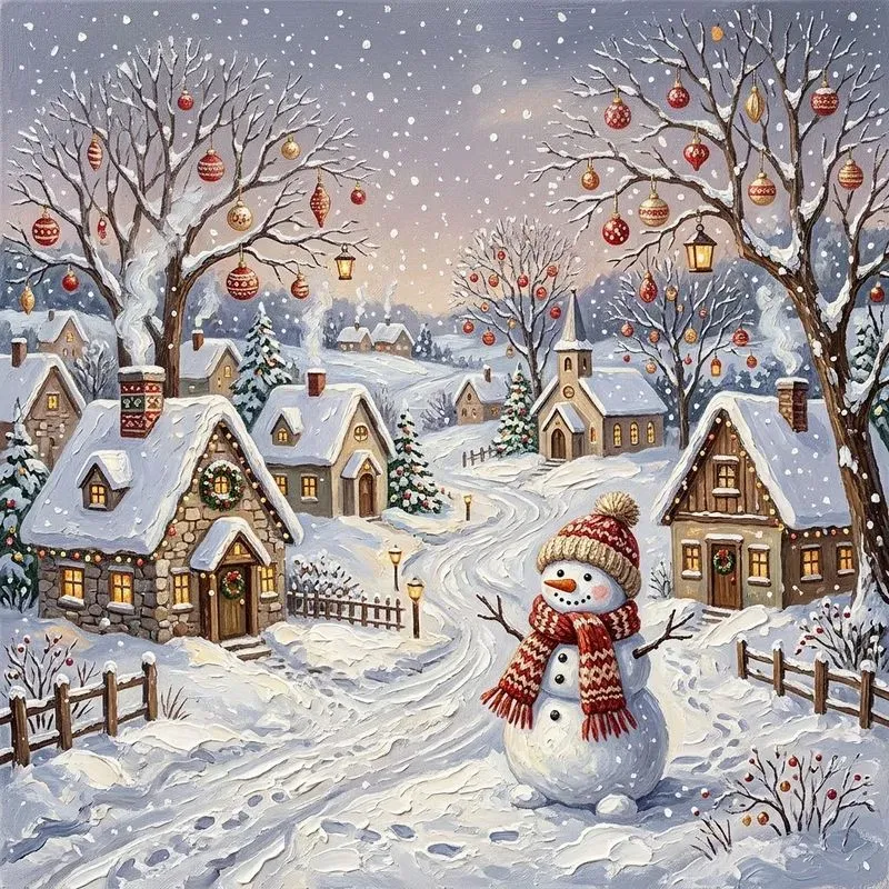 Whimsical Winter Village Art 31 Characters